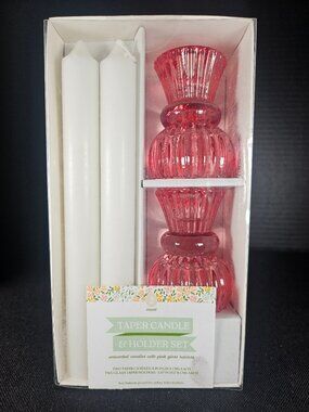 Two Pack Taper Candles And Glass Holder Pink Bullseye's Playground (Target) NIB